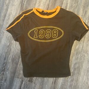 Fashion Nova 1998 Graphic Tee - Brown and Orange